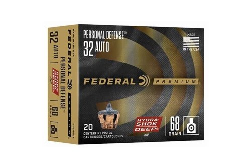 Federal Personal Defense Hydra-Shok Deep Ammunition .32 Auto 68gr JHP 1000 fps 20/ct