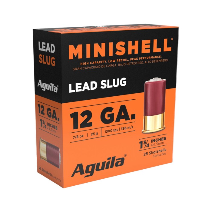 Aguila Ammunition Minishell 12 Gauge 5/8 oz 1 3/4in Shotgun Slugs Ammo, 25 Rounds, 1CHB1386