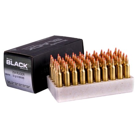 HORNADY BLACK 204 RUGER RIFLE AMMO 32GR V-MAX 50RD BOX