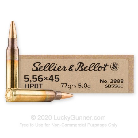 5.56x45 - 77 Grain HPBT - Sellier & Bellot - 20 Rounds