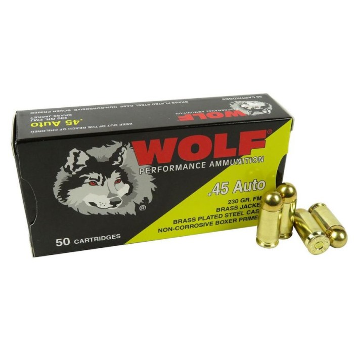 Wolf Performance Turkish .45 ACP 230gr FMJ 50/RD - Steel Casing