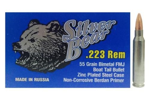 Silver Bear Bear .223 Remington 55Gr. Fmj Zinc Plated 20-Pack AS223FMJ 4607094860099