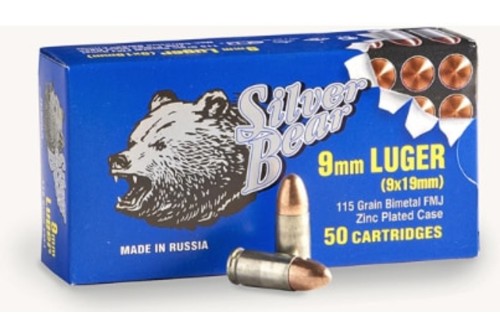 Silver Bear 9mm Luger 115gr. - Fmj Zinc Plated Case 50-pk