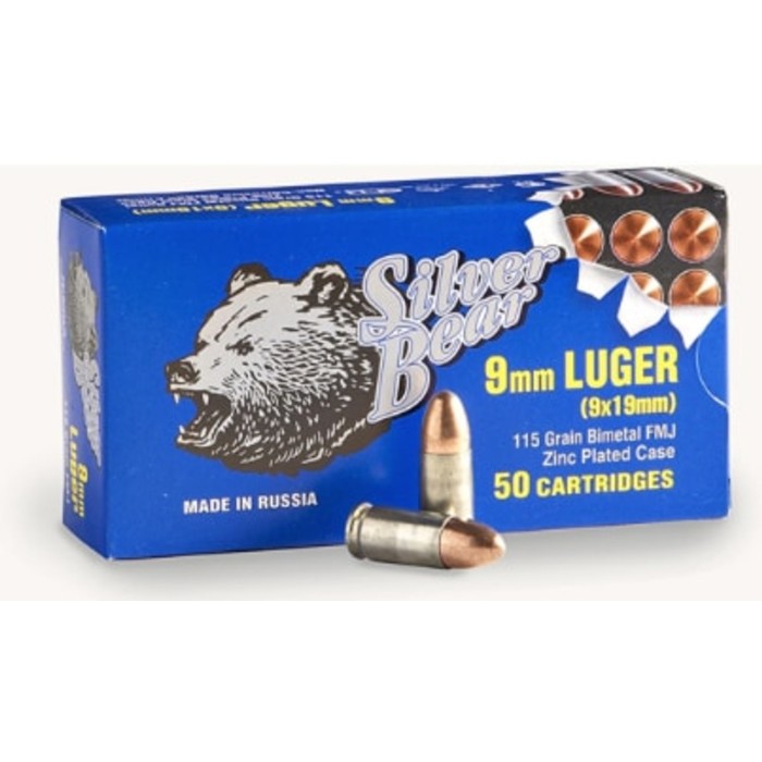 Silver Bear 9mm Luger 115gr. - Fmj Zinc Plated Case 50-pk