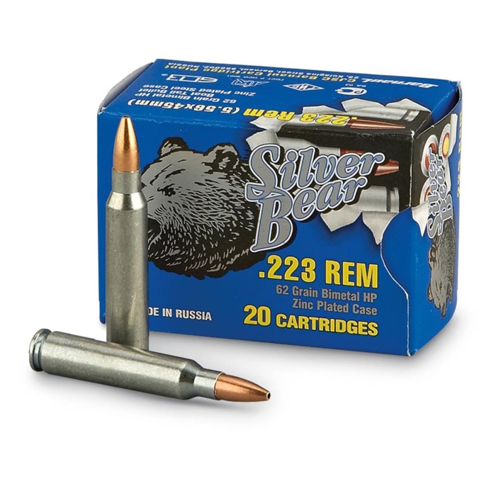 Silver Bear .223 Remington - 62gr Hp Zinc Plated 20-pack