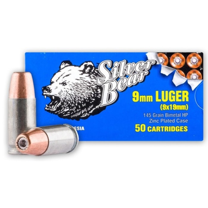 Silver Bear 9mm Luger 145gr - Hollow-point Zinc Plated 50pk