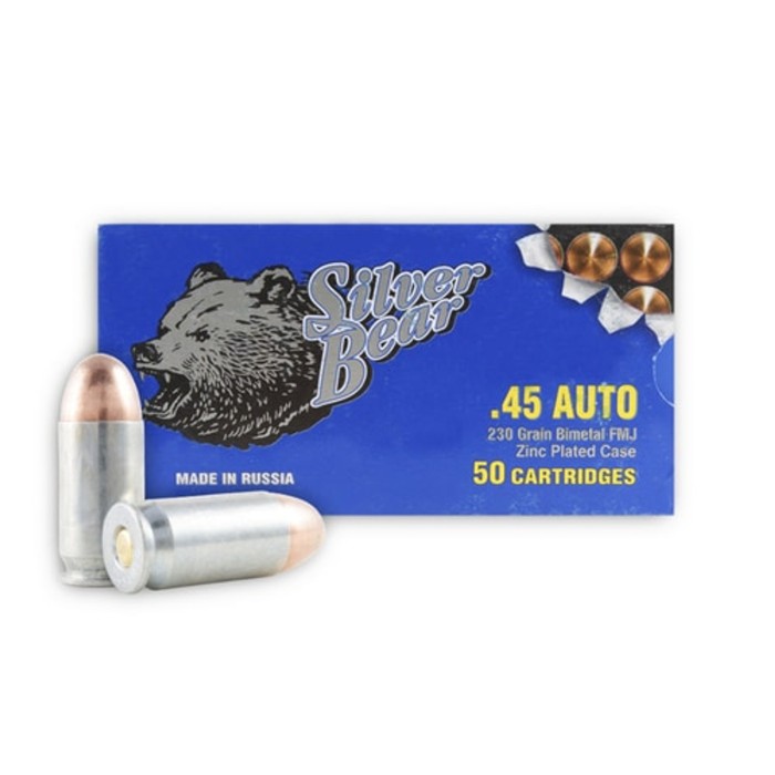 Silver Bear .45acp 230gr Fmj - Zinc Plated Steel Case 50-pack