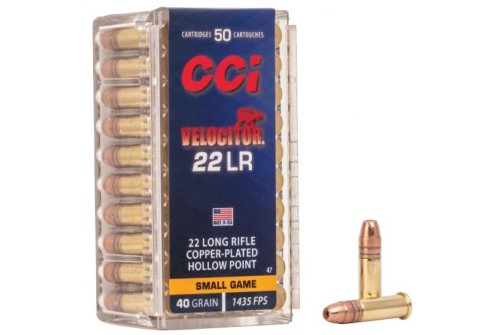 CCI .22 Long Rifle 40gr Velocitor Copper Plated HP Ammunition 50rds - 0047