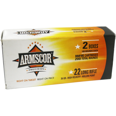 Armscor 50321 Rimfire 
22 Long Rifle (LR) 36 GR High Velocity Hollow Point 200 Bx/ 11 CS