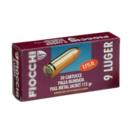 Fiocchi Pistol Shooting Dynamics Handgun Ammunition 9mm Luger 115 gr FMJ 50/Box, 9AP USA