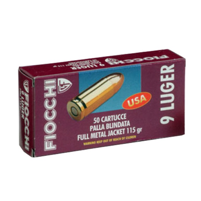 Fiocchi Pistol Shooting Dynamics Handgun Ammunition 9mm Luger 115 gr FMJ 50/Box, 9AP USA