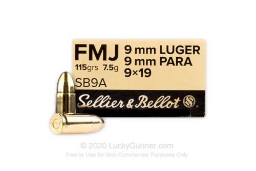 9mm - 115 Grain FMJ - Sellier & Bellot - 1000 Rounds