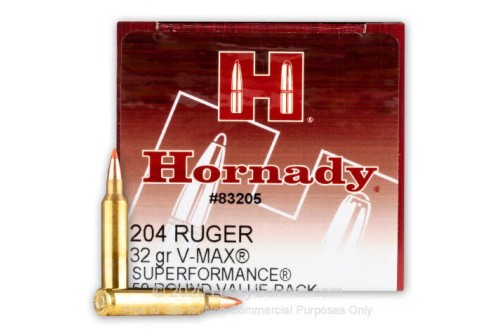 204 Ruger - 32 Grain V-Max - Hornady Superformance - 50 Rounds