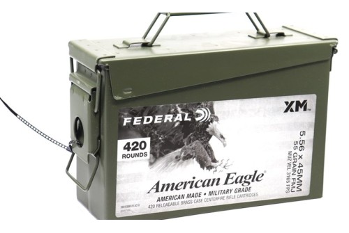 Federal American Eagle 5.56 55gr FMJ-BT 420rd M2A1 Ammo Can - XM193bk420 AC1