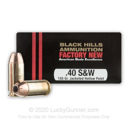 40 S&W - 155 Grain JHP - Black Hills - 20 Rounds