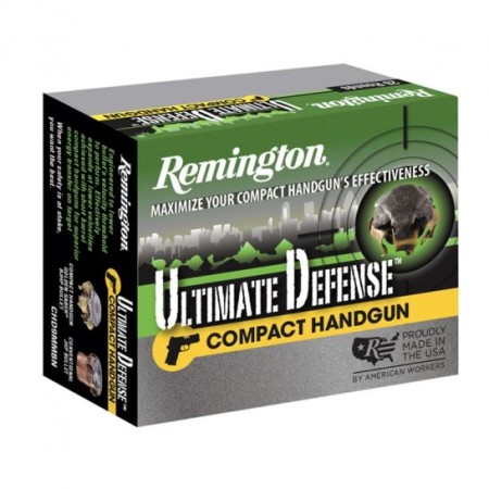 Remington Ultimate Defense Center Fire Compact Handgun Ammo Brass 40 S&W 180 grain Brass Jacket Hollow Point 20 Rounds Per Box