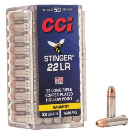 CCI Speer Stinger 22 LR 32 Grain Gilded Lead Hollow Point Ammo, 50 Round Box (50)