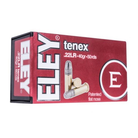 ELEY Tenex .22 LR 40gr Patented Flat Nose Ammunition, 50 Rounds u2013 00100