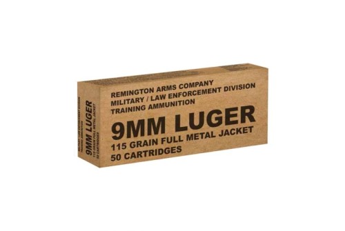 Remington Military/Law Enforcement Training Ammunition 9mm 115 gr FMJ 1145 fps 50/ct