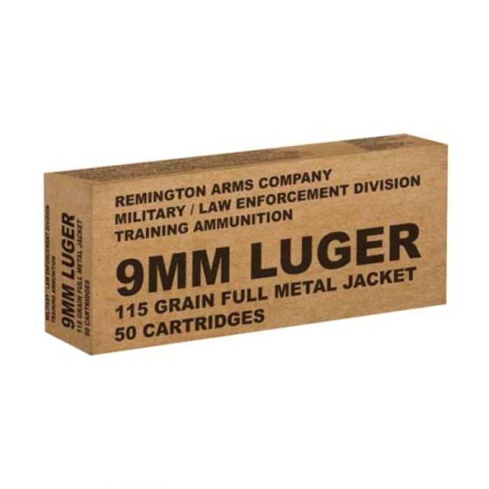 Remington Military/Law Enforcement Training Ammunition 9mm 115 gr FMJ 1145 fps 50/ct