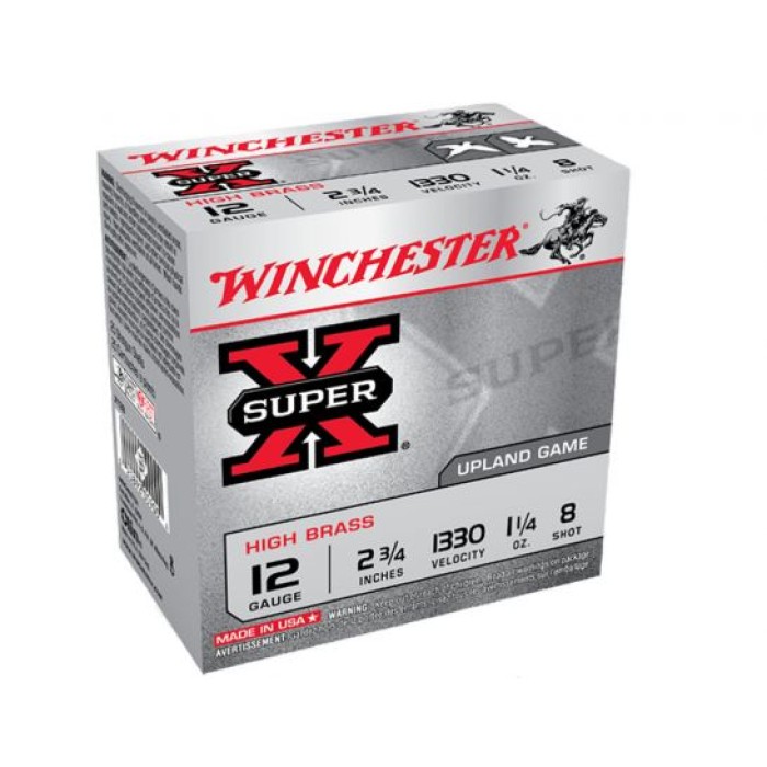 Winchester Super X Hi Brass 12ga 2.75 #8 Shot, 25 Rounds - X128