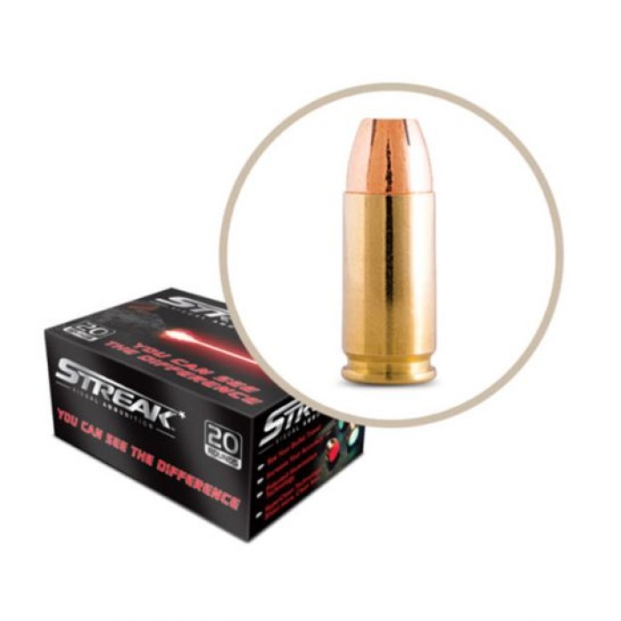 Ammo Inc STREAK 9mm 115gr JHP Tracer Defensive Ammo, 20 Rounds - 9115JHP-STRK-RED