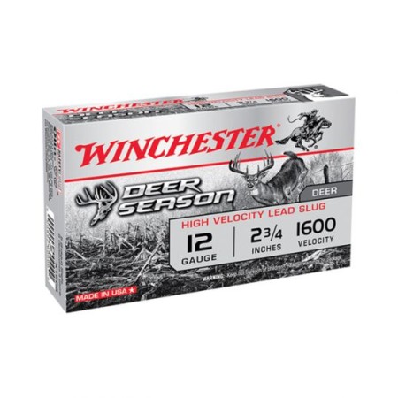 Winchester 12 Gauge 2.75" 1 1/4oz Deer Season Slug, 5 Rounds - X12DS