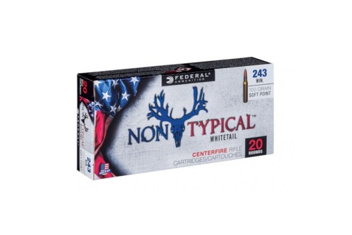 Federal 243 Win 100gr Soft Point Non-Typical Whitetail Rifle Ammunition, 20 Rounds - 243DT100