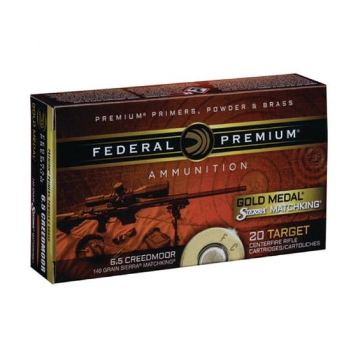 Federal 6.5 Creedmoor 140gr Sierra MatchKing BTHP Gold Medal Rifle Ammunition, 20 Rounds - GM65CRD1