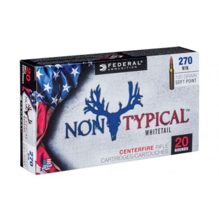 Federal 270 Win 130gr Soft Point Non-Typical Whitetail Rifle Ammunition, 20 Rounds - 270DT130