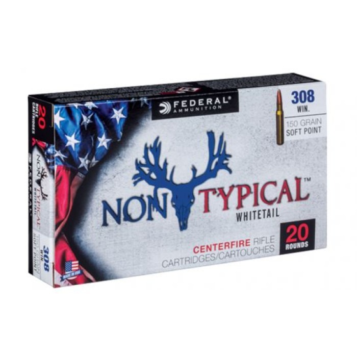 Federal 308 Win 150gr Soft Point Non-Typical Whitetail Rifle Ammunition, 20 Rounds - 308DT150