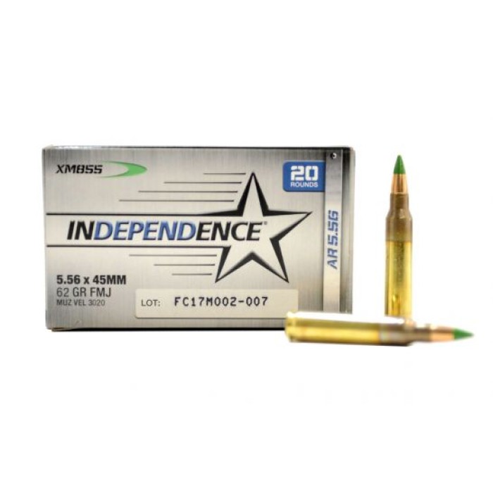 Federal Independence 5.56x45mm 62gr FMJ Ammunition, 20 Rounds u2013 XM855I