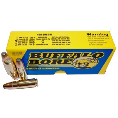 Buffalo Bore .458 Socom 350 gr JFN 20 Rounds Ammunition - 47C/20