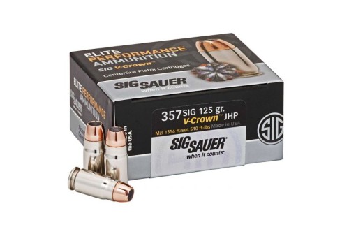 Sig Sauer 357 SIG 125GR V-Crown JHP Ammunition, 50 rounds - E357S1-50