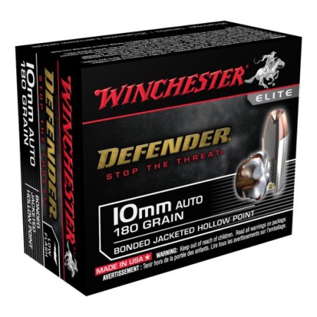 Winchester DEFENDER 10mm Auto 180 grain Bonded Jacketed Hollow Point Centerfire Pistol Ammo, 20 Rounds, S10MMPDB