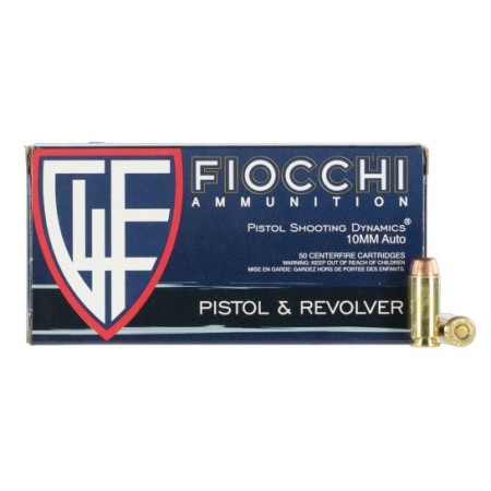 Fiocchi Range Dynamics 10mm Auto 180 Grain FMJTC Brass Pistol Ammo, 50 Rounds, 10AP