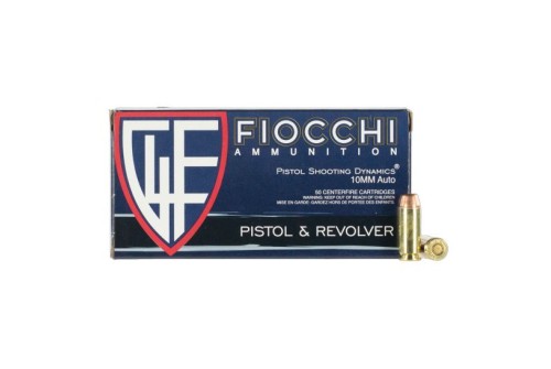 Fiocchi Range Dynamics 10mm Auto 180 Grain FMJTC Brass Pistol Ammo, 50 Rounds, 10AP