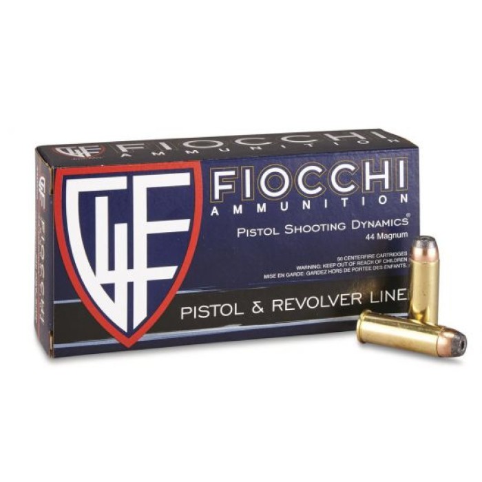 Fiocchi Defense Dynamics .44 Magnum 240 Grain JSP Brass Cased pistol Ammo, 50 Rounds, 44A500