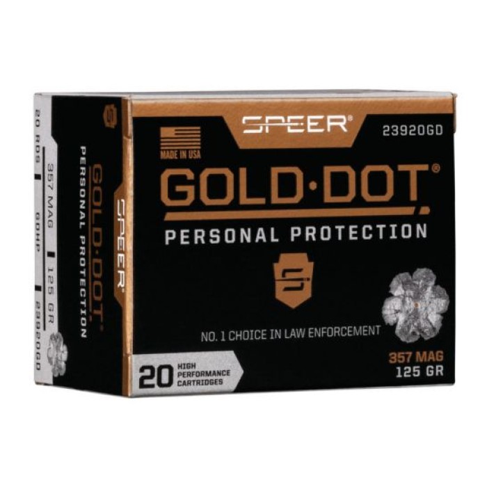 Speer Gold Dot Personal Protection .357 Mag 125 gr 20 Rounds Ammunition - 23920GD