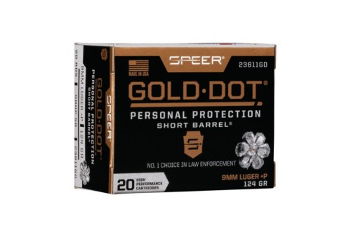 Speer Gold Dot SB Personal Protection 9mm Luger Plus P 124Gr 20Ct