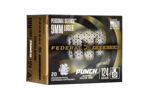 Federal Punch 124 gr JHP 9mm Ammo, 20/pack - PD9P1