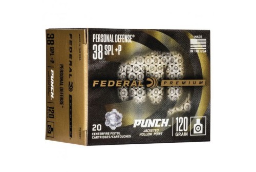 Federal Punch 120 gr JHP .38 Spl +P Ammo, 20/pack - PD38P1