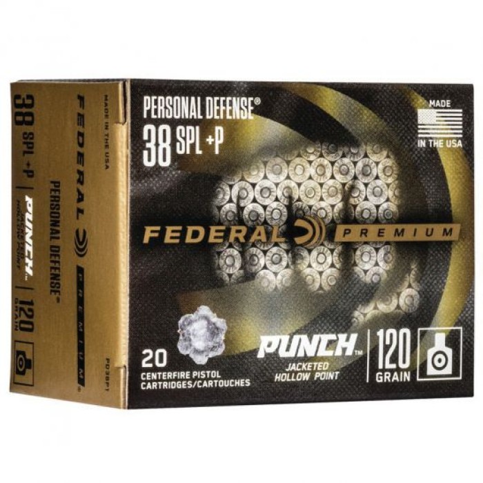 Federal Punch 120 gr JHP .38 Spl +P Ammo, 20/pack - PD38P1