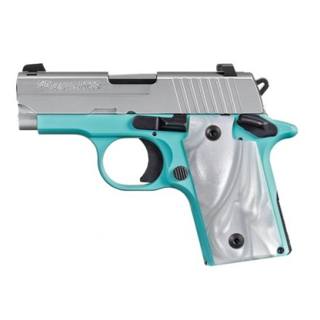 Sig Sauer P938 9mm 7rd 3" Robins Egg Blue Pistol w/ Night Sights - 938-9-REB-AMBI