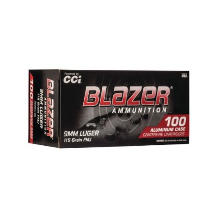 CCI Blazer Aluminum Handgun Ammunition 9mm Luger 115 GR FMJ 1145 fps 100/ct 3509A100