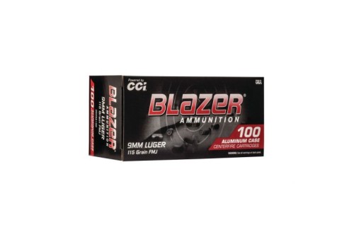 CCI Blazer Aluminum Handgun Ammunition 9mm Luger 115 GR FMJ 1145 fps 100/ct 3509A100