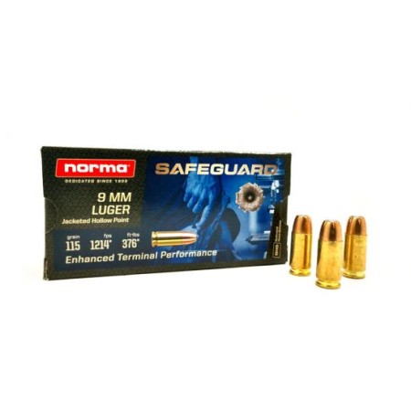 Norma Safeguard 115 gr JHP 9mm Ammunition 50 Rounds - 610540050