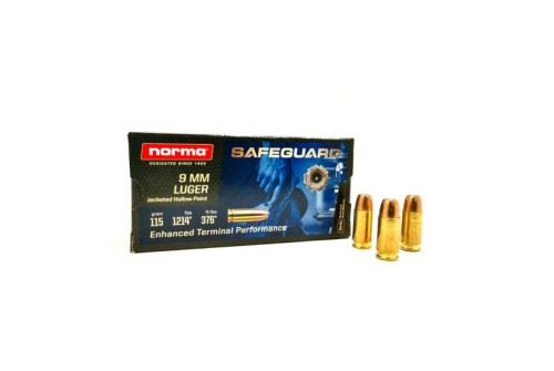 Norma Safeguard 115 gr JHP 9mm Ammunition 50 Rounds - 610540050