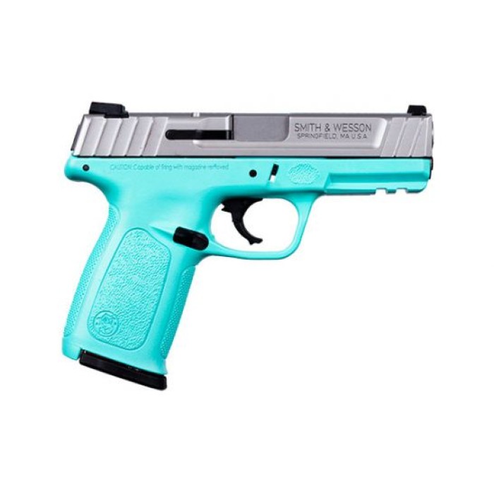 Smith & Wesson SD9VE 4" 16rd 9mm Pistol, Robins Egg Blue/SS - 13344