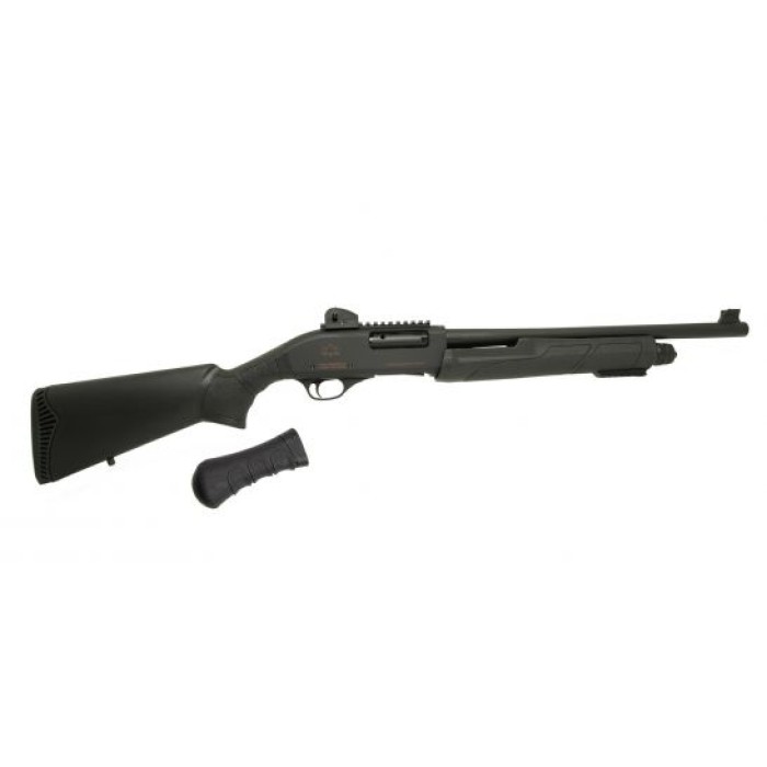 Black Aces Tactical 18.5" 12ga Pump Shotgun w/ Full Stock & Shockwave Grip, Black - BATSPUMPBLACK